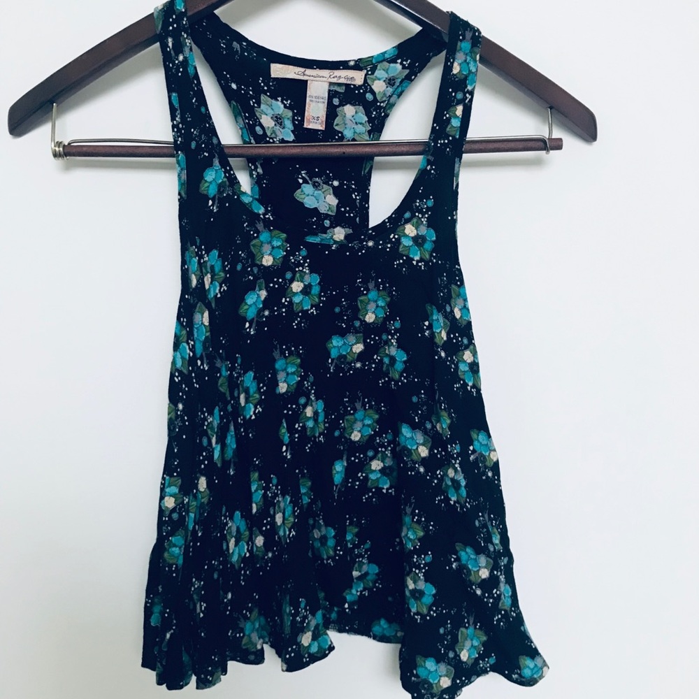 XS Floral Black Razorback Tank